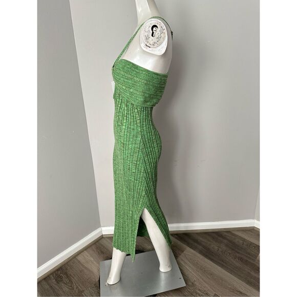 NWT Cult Gaia Elfreda Rib Knit Pleated Cut-Out Midi Dress Emerald Green Size XS - Picture 7 of 12